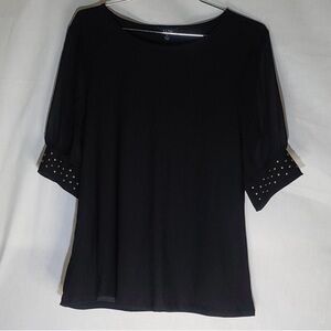 NWOT BLACK BLOUSE BY A.U.W. SIZE MEDIUM